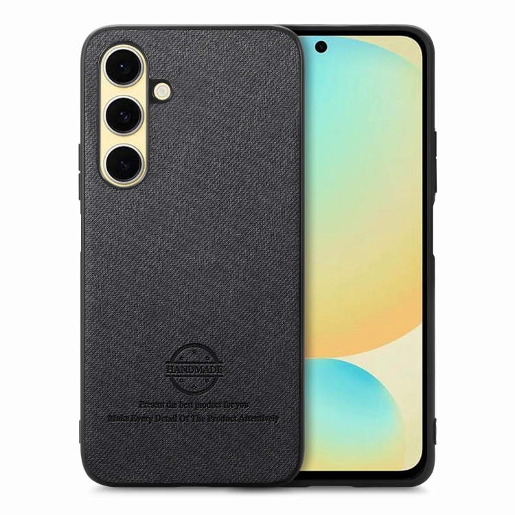 

For Samsung Galaxy S24 FE 5G Twill Fabric Leather Skin Back Phone Case(Black)