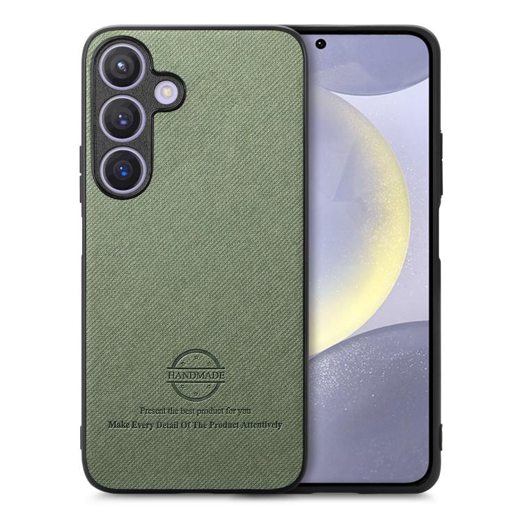 

For Samsung Galaxy S25 5G Twill Fabric Leather Skin Back Phone Case(Green)
