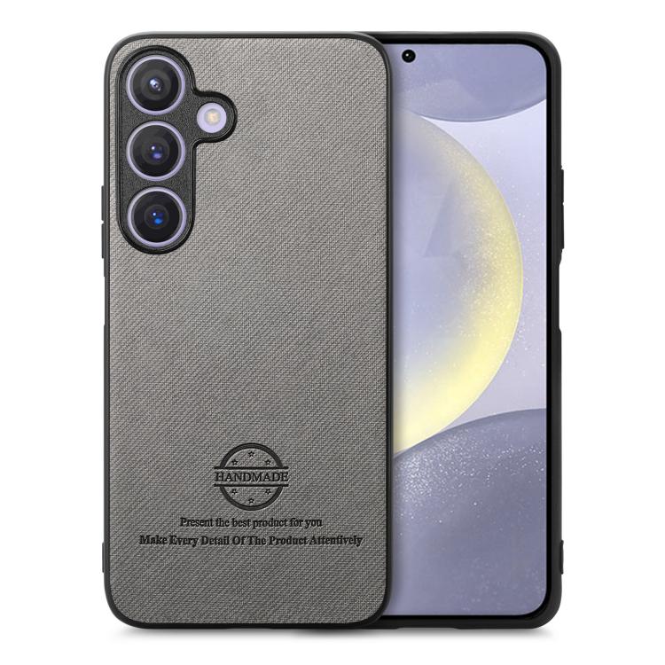 

For Samsung Galaxy S25+ 5G Twill Fabric Leather Skin Back Phone Case(Gray)