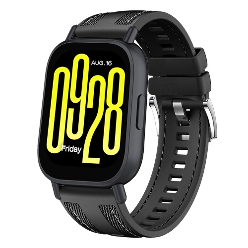 

For Redmi Watch 5 Active / Watch 5 Lite Push Connector 22mm Hybrid Nylon Silicone Watch Band(Black)