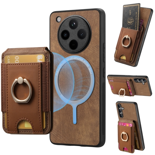 

For OPPO Find X8 Retro Splitable Magnetic Stand Card Bag Leather Phone Case(Brown)