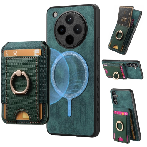 

For OPPO Find X8 Pro Retro Splitable Magnetic Stand Card Bag Leather Phone Case(Green)