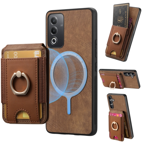 

For OPPO Reno11 F 5G Retro Splitable Magnetic Stand Card Bag Leather Phone Case(Brown)