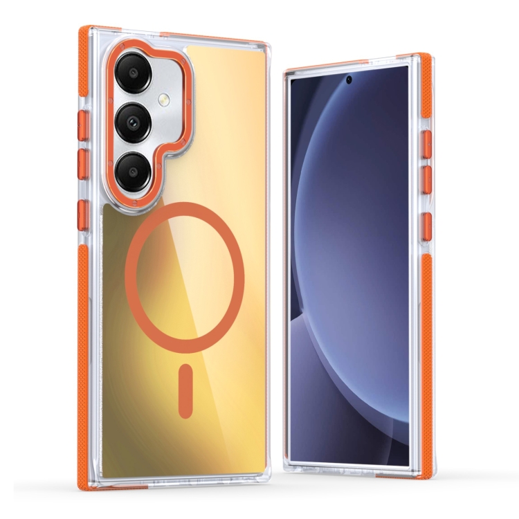 

For Samsung Galaxy S22 Ultra Dual-Color Gradient Discolor MagSafe Phone Case(Orange)