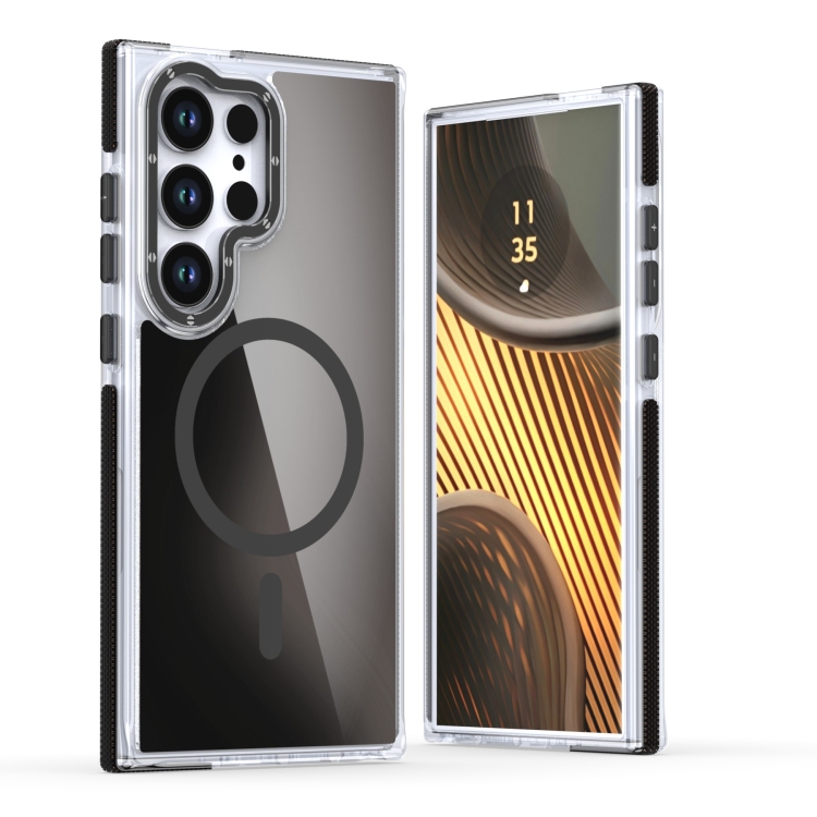 

For Samsung Galaxy S23 Ultra 5G Dual-Color Gradient Discolor MagSafe Phone Case(Black)