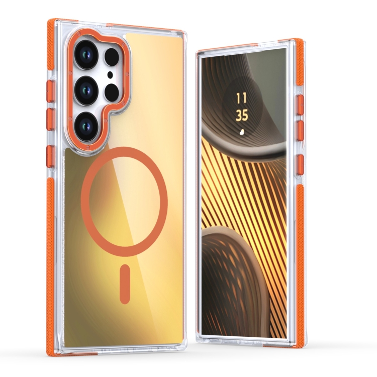 

For Samsung Galaxy S23 Ultra 5G Dual-Color Gradient Discolor MagSafe Phone Case(Orange)