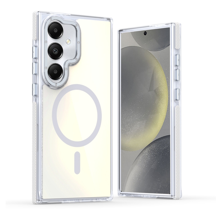 

For Samsung Galaxy S25 5G Dual-Color Gradient Discolor MagSafe Phone Case(White)