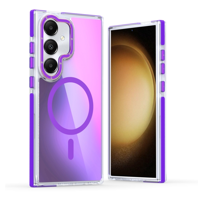 

For Samsung Galaxy S23 FE 5G Dual-Color Gradient Discolor MagSafe Phone Case(Purple)
