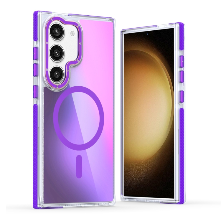 

For Samsung Galaxy S23+ 5G Dual-Color Gradient Discolor MagSafe Phone Case(Purple)