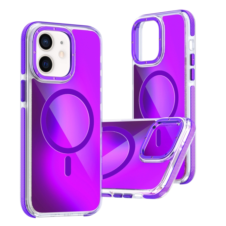 

For iPhone 11 Dual-Color Gradient Discolor MagSafe Phone Case(Purple)