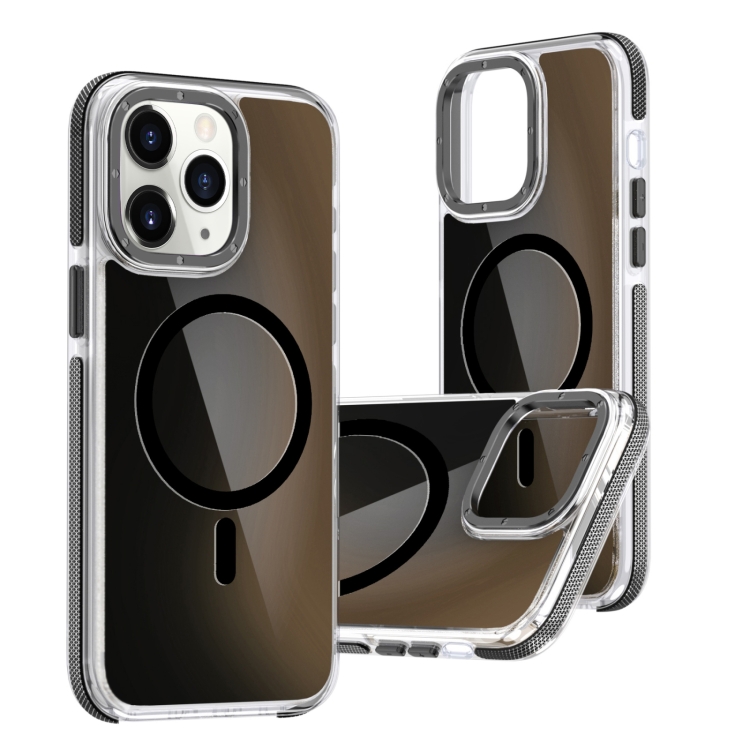 

For iPhone 11 Pro Max Dual-Color Gradient Discolor MagSafe Phone Case(Black)