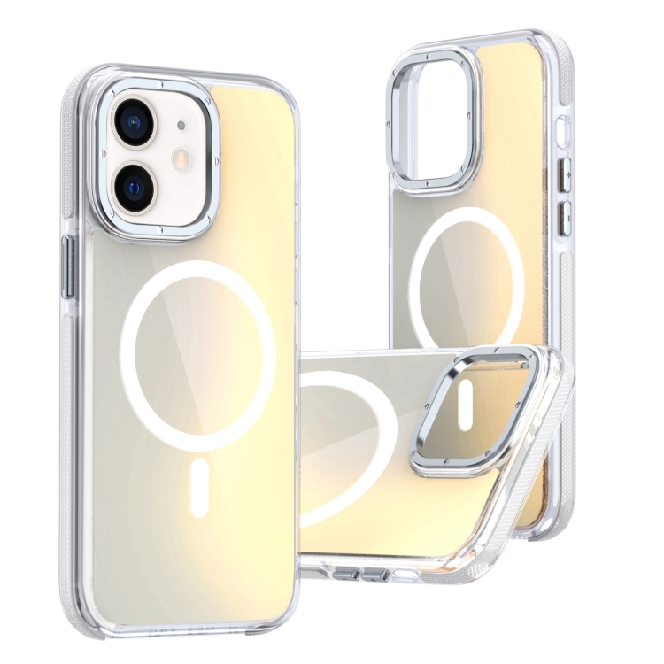 

For iPhone 12 Dual-Color Gradient Discolor MagSafe Phone Case(White)