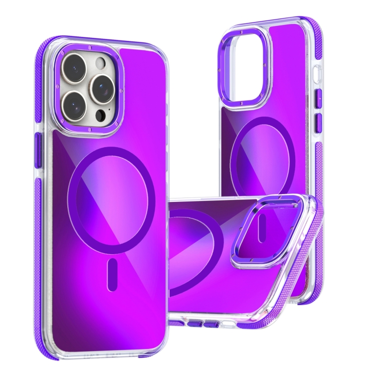

For iPhone 12 Pro Max Dual-Color Gradient Discolor MagSafe Phone Case(Purple)