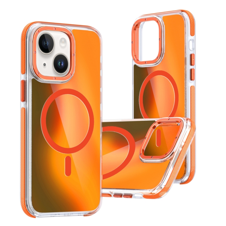

For iPhone 14 Dual-Color Gradient Discolor MagSafe Phone Case(Orange)