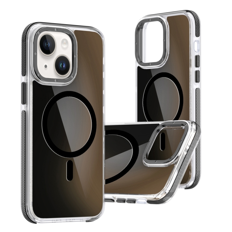 

For iPhone 15 Dual-Color Gradient Discolor MagSafe Phone Case(Black)