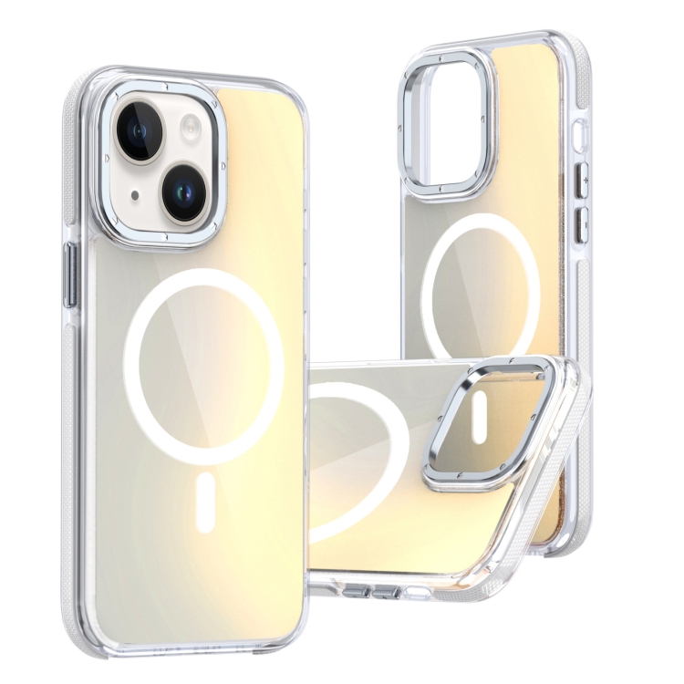 

For iPhone 15 Dual-Color Gradient Discolor MagSafe Phone Case(White)