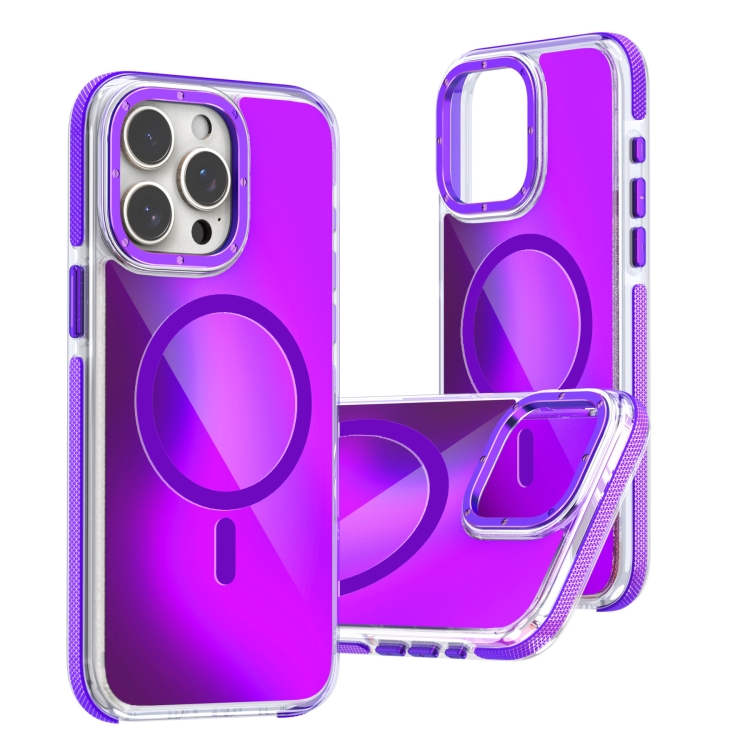 

For iPhone 15 Pro Dual-Color Gradient Discolor MagSafe Phone Case(Purple)