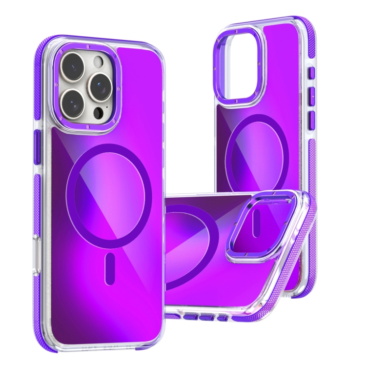 

For iPhone 16 Pro Dual-Color Gradient Discolor MagSafe Phone Case(Purple)