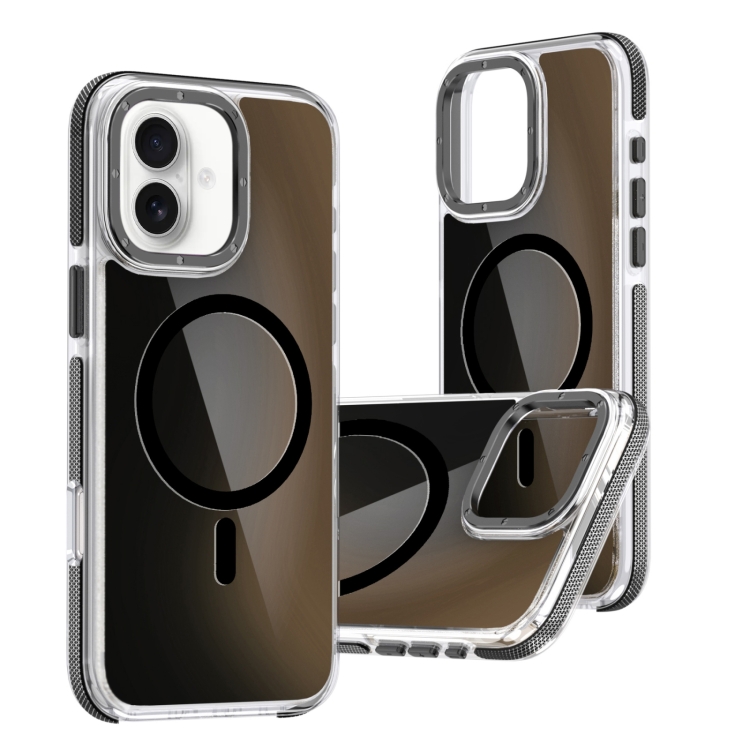 

For iPhone 16 Plus Dual-Color Gradient Discolor MagSafe Phone Case(Black)