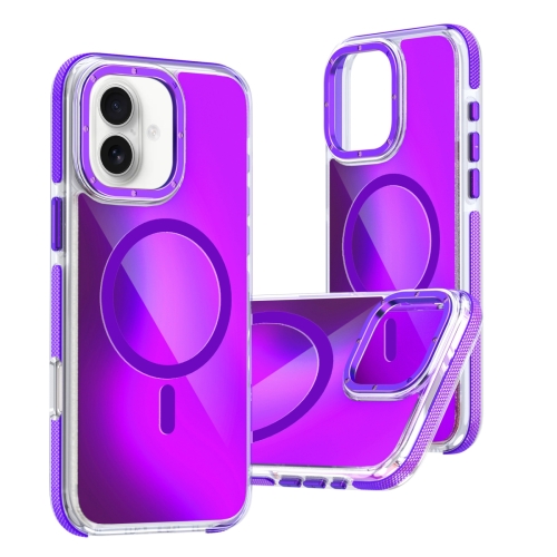 

For iPhone 16 Dual-Color Gradient Discolor MagSafe Phone Case(Purple)