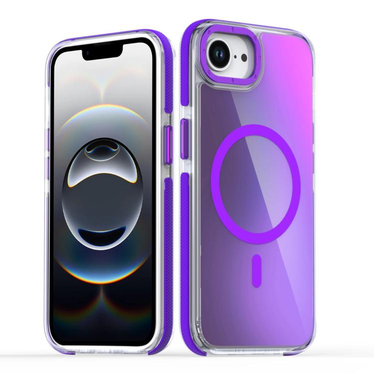 

For iPhone 16e Dual-Color Gradient Discolor MagSafe Phone Case(Purple)
