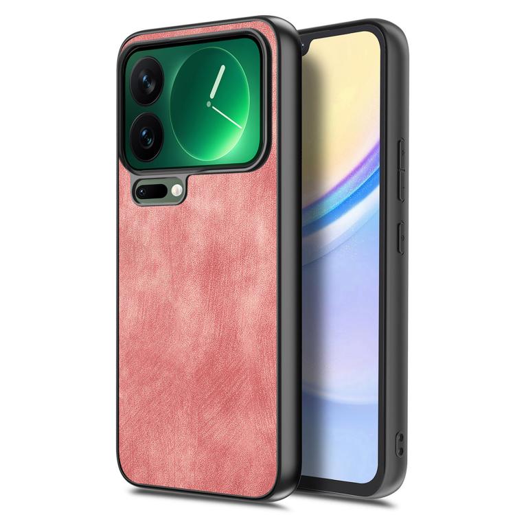 

For Xiaomi 17 Pro Max Vintage Leather PC Back Cover Phone Case(Pink)