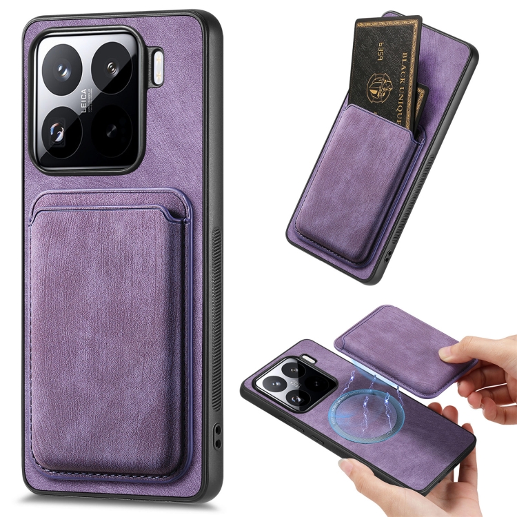 

For Xiaomi 15 Retro Leather Card Bag Magnetic Phone Case(Purple)