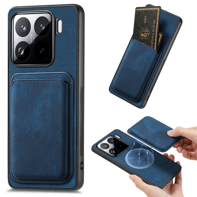 

For Xiaomi 15 Pro Retro Leather Card Bag Magnetic Phone Case(Blue)