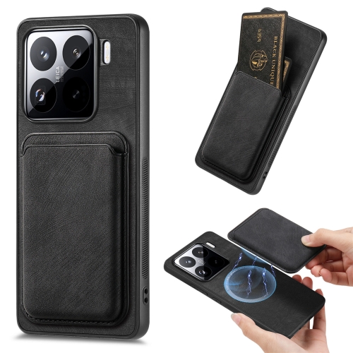 

For Xiaomi 15 Pro Retro Leather Card Bag Magnetic Phone Case(Black)