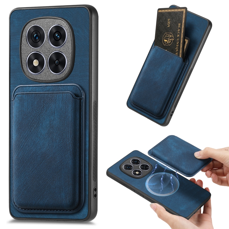 

For Xiaomi Redmi Note 14 5G Retro Leather Card Bag Magnetic Phone Case(Blue)
