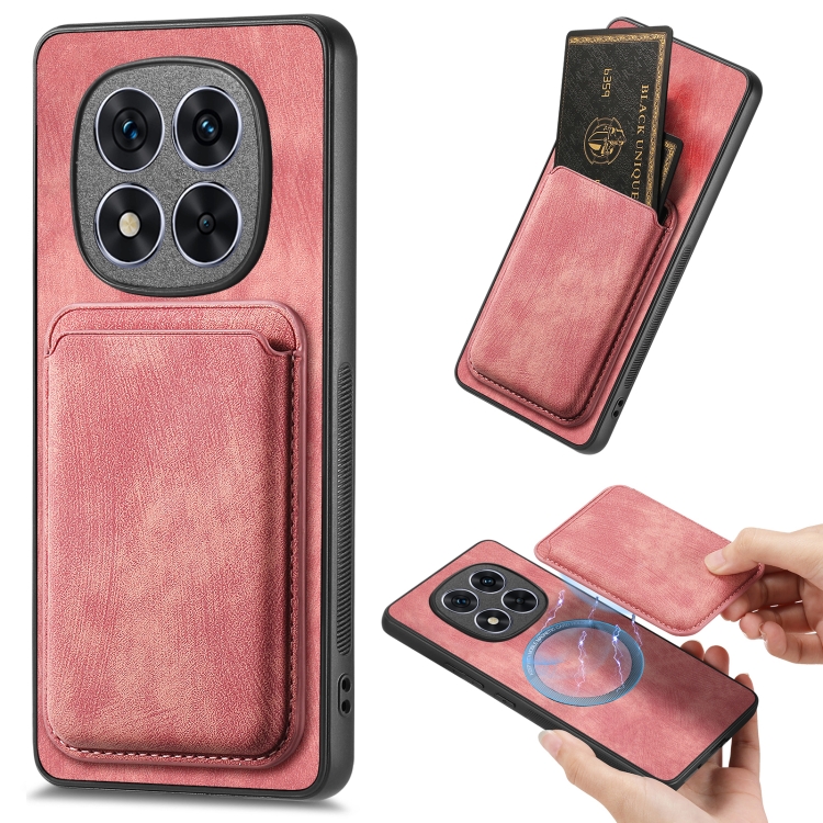 

For Xiaomi Redmi Note 14 5G Retro Leather Card Bag Magnetic Phone Case(Pink)