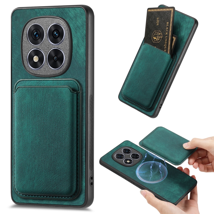 

For Xiaomi Redmi Note 14 Pro+ 5G Retro Leather Card Bag Magnetic Phone Case(Green)