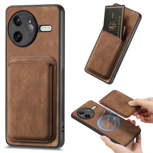 

For Redmi K80 Pro Retro Leather Card Bag Magnetic Phone Case(Brown)