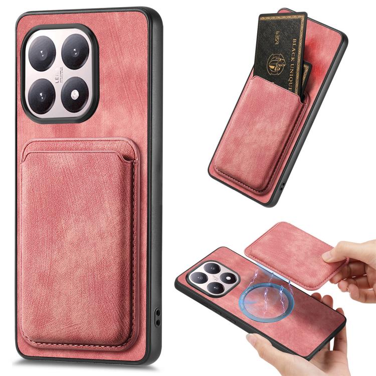 

For Xiaomi 15T Retro Leather Card Bag Magnetic Phone Case(Pink)