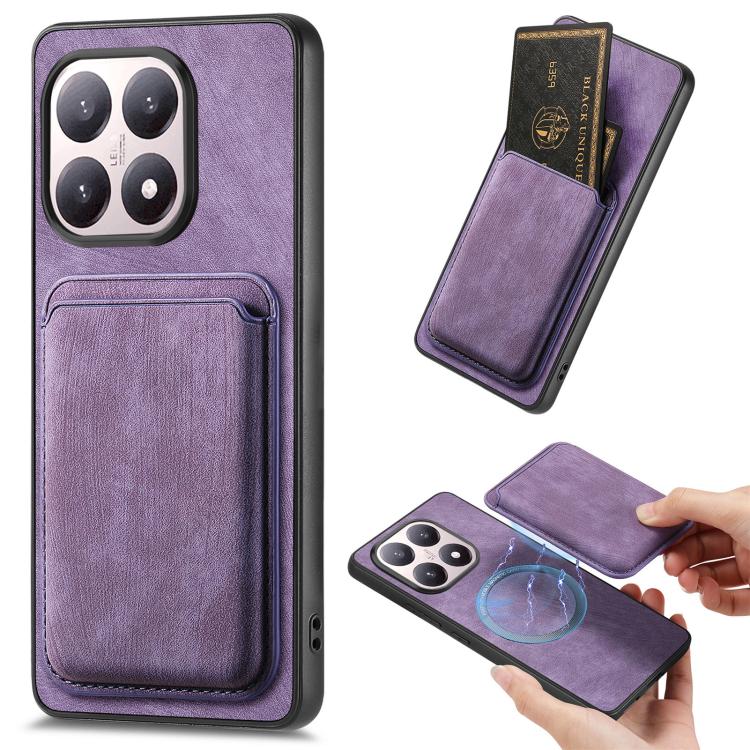

For Xiaomi 15T Retro Leather Card Bag Magnetic Phone Case(Purple)