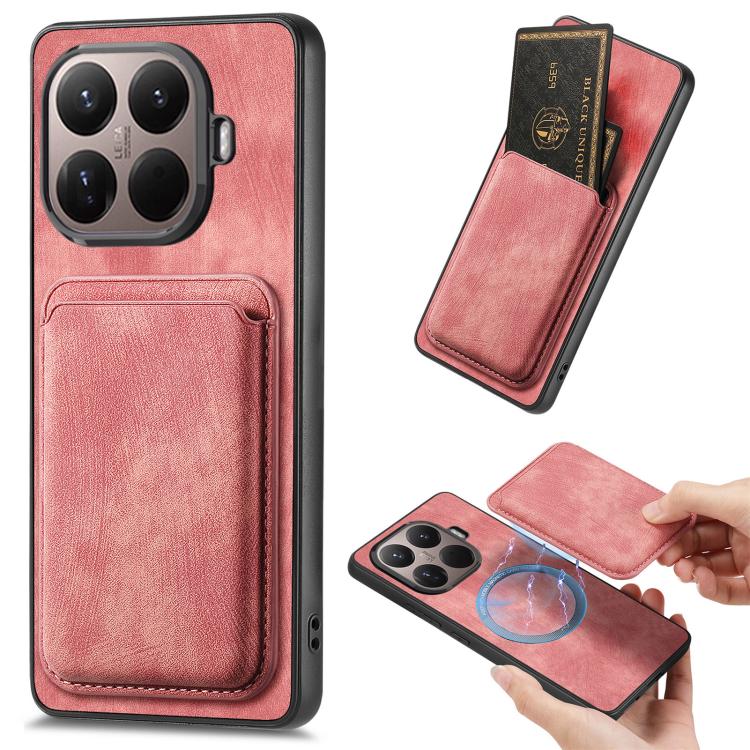 

For Xiaomi 15T Pro Retro Leather Card Bag Magnetic Phone Case(Pink)