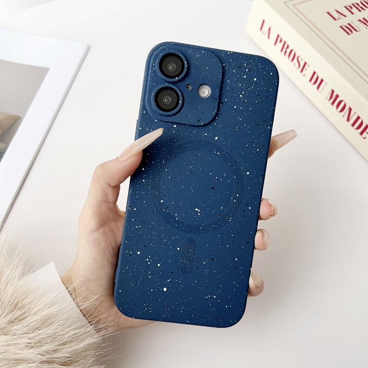 

For iPhone 16 Starry Sky TPU Shockproof MagSafe Phone Case(Dark Blue)