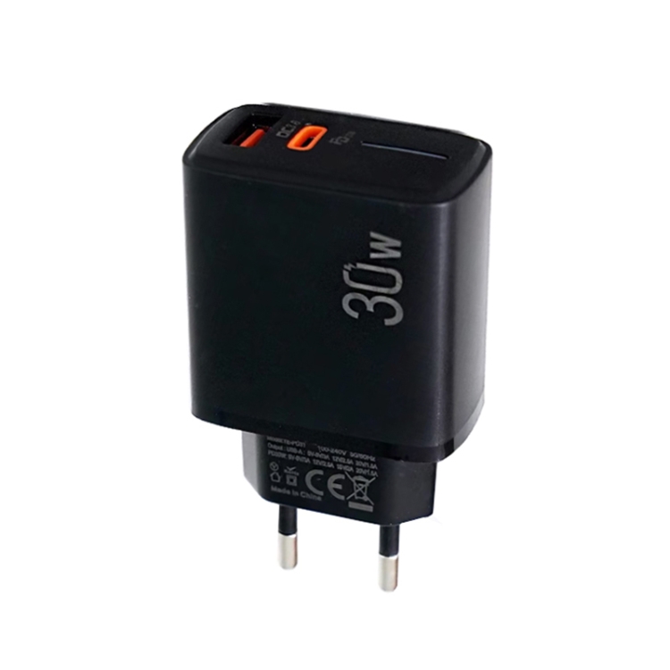 

PD31 5V-20V 30W USB-C / Type-C + USB-A Multi Protocol Compatible Charger, EU Plug(Black)