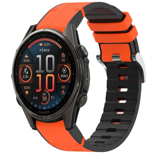 

For Garmin Fenix 8 AMOLED 47mm Quick Release Buckle 22mm Silicone Leather Watch Band(Orange)