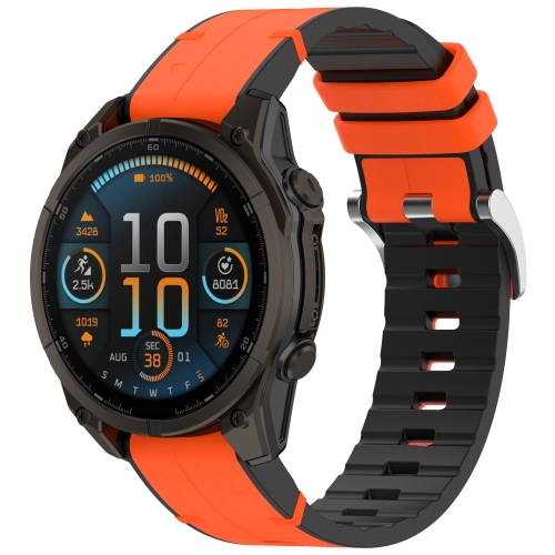 

For Garmin Fenix 8 AMOLED 51mm Quick Release Buckle 26mm Silicone Leather Watch Band(Orange)