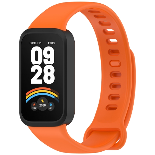 

For Redmi Band 3 / Xiaomi Smart Band 9 Active Soft Silicone Integrated Watch Band(Black+ Orange)