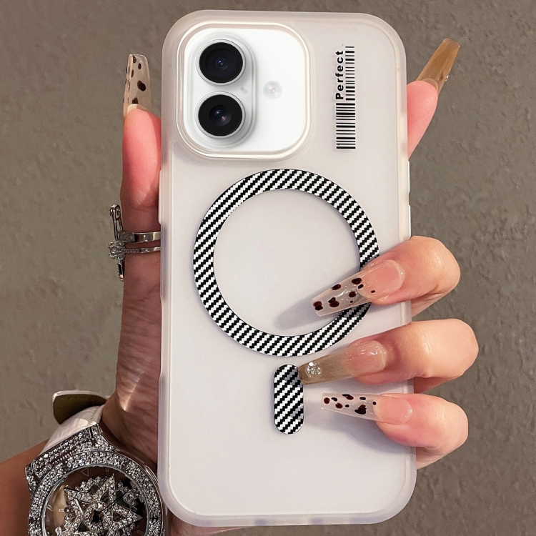 

For iPhone 16 Crystal Skin Feel MagSafe TPU Phone Case(White)