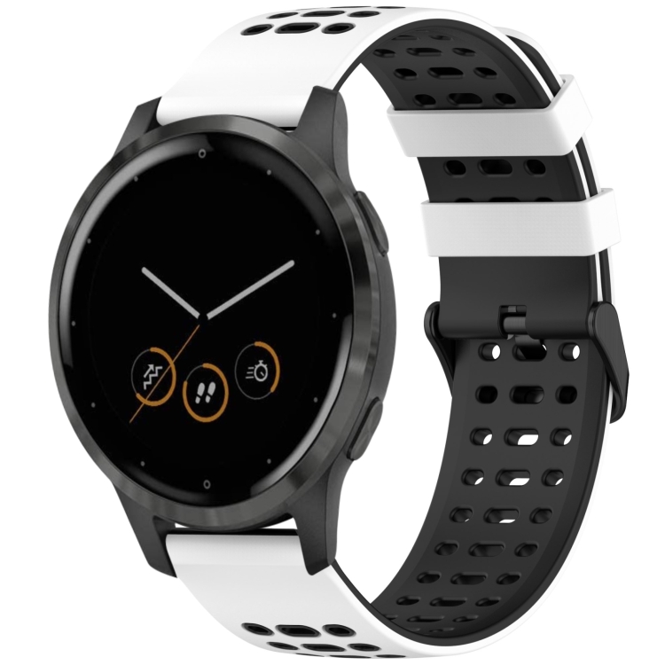 

For Garmin Watch 22mm Three Rows Hole Two Color Silicone Watch Band(White+Black)