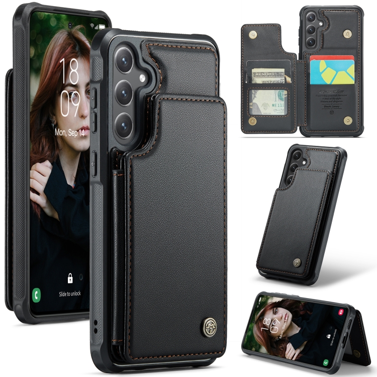 

For Samsung Galaxy S25+ 5G CaseMe C22 Card Slots Holder RFID Anti-theft Phone Case(Black)