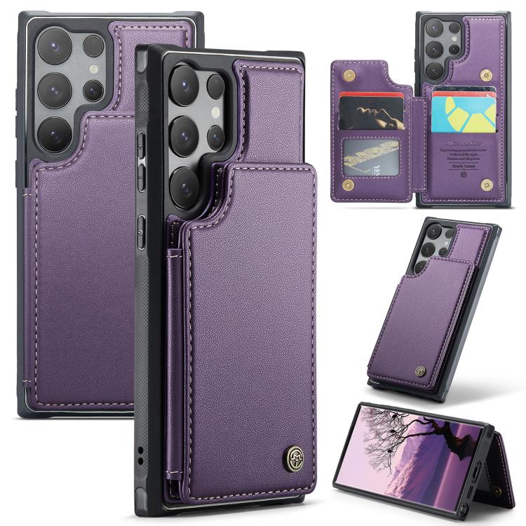 

For Samsung Galaxy S25 Ultra 5G CaseMe C22 Card Slots Holder RFID Anti-theft Phone Case(Purple)
