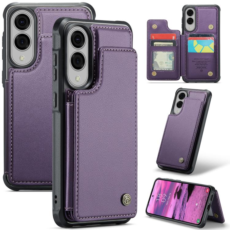 

For Samsung Galaxy S25 Edge 5G CaseMe C22 Card Slots Holder RFID Anti-theft Phone Case(Purple)