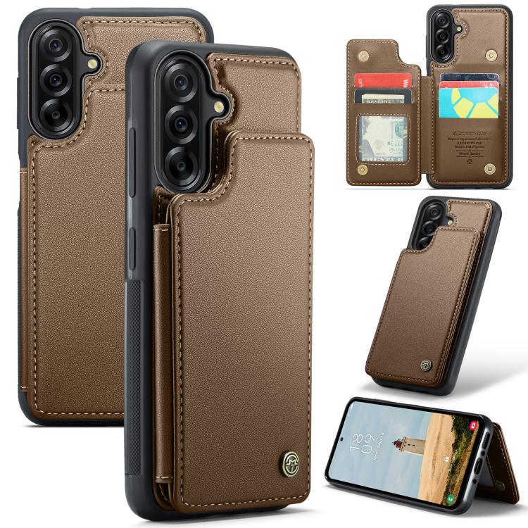 

For Samsung Galaxy A36 CaseMe C22 Card Slots Holder RFID Anti-theft Phone Case(Brown)