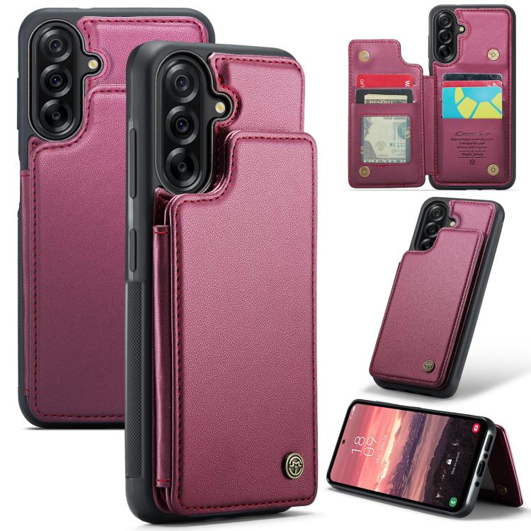

For Samsung Galaxy A36 CaseMe C22 Card Slots Holder RFID Anti-theft Phone Case(Red)