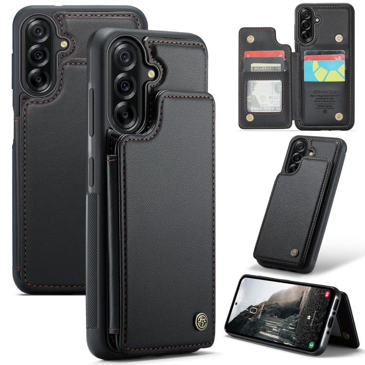 

For Samsung Galaxy A56 CaseMe C22 Card Slots Holder RFID Anti-theft Phone Case(Black)
