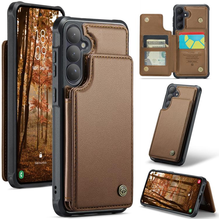 

For Samsung Galaxy S26 5G CaseMe C22 Card Slots Holder RFID Anti-theft Phone Case(Brown)